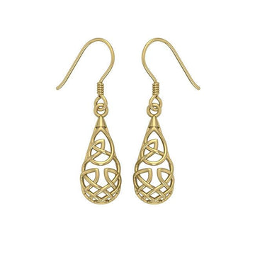 Celtic Knotwork Solid Gold Earrings GTE682 - Jewelry